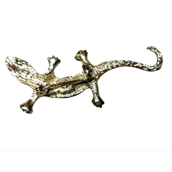 BOGO: Vintage Silver Lizard Pendant with Emerald Green Eyes - Picture 3 of 5